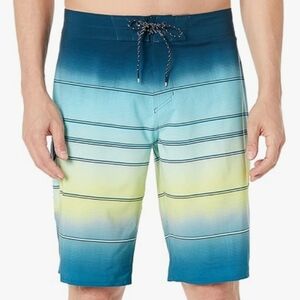 NWT Billabong Pro Performance Striped Board Shorts Swim Blue Yellow